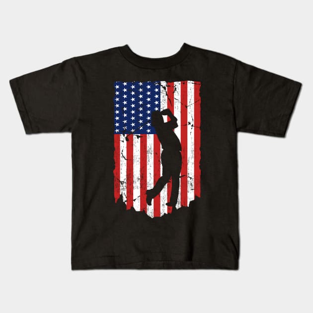 American Flag Golf 4th July Patriotic Golfer Kids T-Shirt by binnacleenta